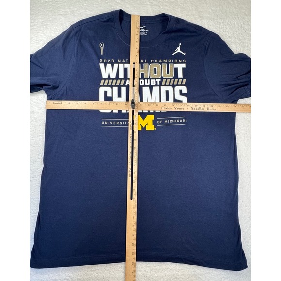 Nike Jordan Michigan Wolverines 2023 National Champions Tee Shirt Mens XL Navy - Picture 4 of 11